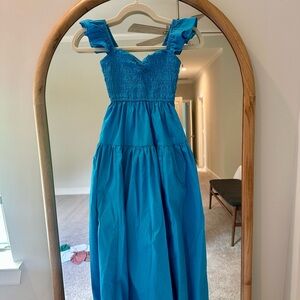 Abercrombie & Fitch Blue Ruffled Maxi Dress